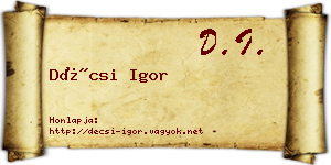 Décsi Igor névjegykártya